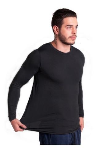 Térmica T-Shirt Compressão Segunda Pele UV Tecido Gelado 50 +/Cor Preto