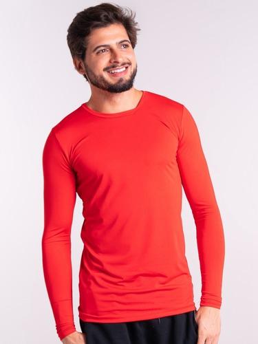 Térmica T-Shirt Compressão Segunda Pele UV Tecido Gelado 50 +/Cor Vermelho